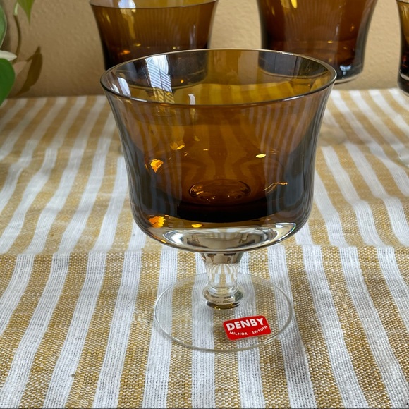 Denby Brown Champagne Dessert Cased Coupe Glasses Set Of Set of 5 - Picture 5 of 8